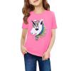 Arshiner Girls Unicorn Shirts Short Sleeve Flip Sequin T-Shirt Tops(Rose Red)