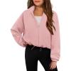 Arshiner Girls Zip Up Fleece Jacket Fall Winter Sherpa Sweatshirts Warm Outwear Crop Coat with Pockets(Pink)