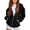 Arshiner Girls Zip Up Hoodies Teen Fleece Full-Zip Sweatshirts Jacket Casual Fall Hoodie with Pocket(Black)