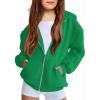 Arshiner Girls Zip Up Hoodies Teen Fleece Full-Zip Sweatshirts Jacket Casual Fall Hoodie with Pocket(Green)