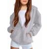 Arshiner Girls Zip Up Hoodies Teen Fleece Full-Zip Sweatshirts Jacket Casual Fall Hoodie with Pocket(Grey)