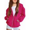 Arshiner Girls Zip Up Hoodies Teen Fleece Full-Zip Sweatshirts Jacket Casual Fall Hoodie with Pocket(Hot Pink)