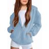 Arshiner Girls Zip Up Hoodies Teen Fleece Full-Zip Sweatshirts Jacket Casual Fall Hoodie with Pocket(Light Blue)