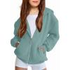 Arshiner Girls Zip Up Hoodies Teen Fleece Full-Zip Sweatshirts Jacket Casual Fall Hoodie with Pocket(Light Green)