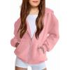 Arshiner Girls Zip Up Hoodies Teen Fleece Full-Zip Sweatshirts Jacket Casual Fall Hoodie with Pocket(Light Pink)