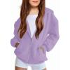 Arshiner Girls Zip Up Hoodies Teen Fleece Full-Zip Sweatshirts Jacket Casual Fall Hoodie with Pocket(Light Purple)