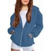 Arshiner Girls Zip Up Hoodies Teen Fleece Full-Zip Sweatshirts Jacket Casual Fall Hoodie with Pocket(Navy)