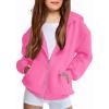 Arshiner Girls Zip Up Hoodies Teen Fleece Full-Zip Sweatshirts Jacket Casual Fall Hoodie with Pocket(Pink)