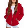 Arshiner Girls Zip Up Hoodies Teen Fleece Full-Zip Sweatshirts Jacket Casual Fall Hoodie with Pocket(Red)