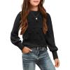 Arshiner Kid Girls Crew Neck Lantern Sleeve Sweater Cute Jumper Top Pullover Outwear 5-13 Years(Black)