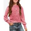 Arshiner Kid Girls Crew Neck Lantern Sleeve Sweater Cute Jumper Top Pullover Outwear 5-13 Years(Coral Pink)