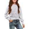 Arshiner Kid Girls Crew Neck Lantern Sleeve Sweater Cute Jumper Top Pullover Outwear 5-13 Years(Gray)
