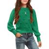 Arshiner Kid Girls Crew Neck Lantern Sleeve Sweater Cute Jumper Top Pullover Outwear 5-13 Years(Green)