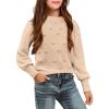 Arshiner Kid Girls Crew Neck Lantern Sleeve Sweater Cute Jumper Top Pullover Outwear 5-13 Years(Khaki)