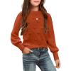Arshiner Kid Girls Crew Neck Lantern Sleeve Sweater Cute Jumper Top Pullover Outwear 5-13 Years(Orange)