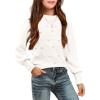 Arshiner Kid Girls Crew Neck Lantern Sleeve Sweater Cute Jumper Top Pullover Outwear 5-13 Years(White)