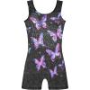 Arshiner Leotards for Girls Gymnastics with Shorts Color Gradient Shiny Diamond Kids Biketard(Black Butterfly)