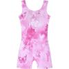 Arshiner Leotards for Girls Gymnastics with Shorts Color Gradient Shiny Diamond Kids Biketard(Pink Butterfly)