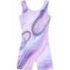 Arshiner Leotards for Girls Gymnastics with Shorts Color Gradient Shiny Diamond Kids Biketard(Purple Marble)