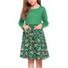 Arshiner Little Girls Dress Long Sleeve Solid Color Casual Skater Pocket Dress(Christmas Candy)
