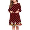 Arshiner Little Girls Dress Long Sleeve Solid Color Casual Skater Pocket Dress(Christmas Snowman)