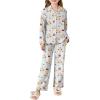 Arshiner Pajamas Set for Girls Plaid Long Sleeve Lounge Set Button Down Pj Sets(Blue Striped Teddy)