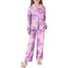 Arshiner Pajamas Set for Girls Plaid Long Sleeve Lounge Set Button Down Pj Sets(Horses Tie Dye)