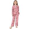 Arshiner Pajamas Set for Girls Plaid Long Sleeve Lounge Set Button Down Pj Sets(Pink Christmas)