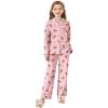 Arshiner Pajamas Set for Girls Plaid Long Sleeve Lounge Set Button Down Pj Sets(Pink Gingerbread)