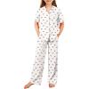 Arshiner Pajamas for Girls Short Sleeve Long Pants Outfit 2 Piece Sleepwear Button Pjs Sets(Cherry)