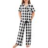 Arshiner Pajamas for Girls Short Sleeve Long Pants Outfit 2 Piece Sleepwear Button Pjs Sets(Plaid-black White)