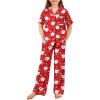 Arshiner Pajamas for Girls Short Sleeve Long Pants Outfit 2 Piece Sleepwear Button Pjs Sets(Red Christmas)