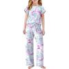 Arshiner Pajamas for Girls Short Sleeve Long Pants Pjs Cute Soft Sleepwear Lounge Sets(Tie Dye Swirls)