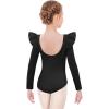 Arshiner Ruffle Long Sleeve Leotard for Girls Ballet Leotards Low Back Gymnastic Dance Outfits for Toddler(Black)
