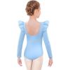 Arshiner Ruffle Long Sleeve Leotard for Girls Ballet Leotards Low Back Gymnastic Dance Outfits for Toddler(Blue)