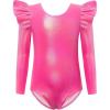Arshiner Ruffle Long Sleeve Leotard for Girls Ballet Leotards Low Back Gymnastic Dance Outfits for Toddler(Hot Pink)