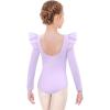 Arshiner Ruffle Long Sleeve Leotard for Girls Ballet Leotards Low Back Gymnastic Dance Outfits for Toddler(Purple)