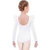 Arshiner Ruffle Long Sleeve Leotard for Girls Ballet Leotards Low Back Gymnastic Dance Outfits for Toddler(White)