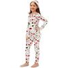 Arshiner Thermal Underwear for Kids Long Johns Girls Base Layer Top and Bottom Set(Christmas White)