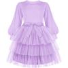 Arshiner Toddler Dress Little Girls Tutu Fall Winter Puff Long Sleeve Princess Party Tulle Dresses(Lavender)