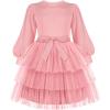 Arshiner Toddler Dress Little Girls Tutu Fall Winter Puff Long Sleeve Princess Party Tulle Dresses(Pink)