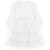 Arshiner Toddler Dress Little Girls Tutu Fall Winter Puff Long Sleeve Princess Party Tulle Dresses(White)
