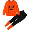 Arshiner Toddler Girls Clothes 2Pcs Graphic Pullover Sweatshirts Patchwork Leggings Pants Fall Winter Outfit Tracksuits 1-6(Orange)