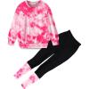 Arshiner Toddler Girls Clothes 2Pcs Graphic Pullover Sweatshirts Patchwork Leggings Pants Fall Winter Outfit Tracksuits 1-6(Pink Tie-dye)