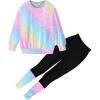 Arshiner Toddler Girls Clothes 2Pcs Graphic Pullover Sweatshirts Patchwork Leggings Pants Fall Winter Outfit Tracksuits 1-6(Rainbow)