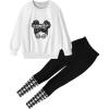 Arshiner Toddler Girls Clothes 2Pcs Graphic Pullover Sweatshirts Patchwork Leggings Pants Fall Winter Outfit Tracksuits 1-6(White Plaid)