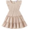 Arshiner Toddler Girls Dress Ruffle Sleeveless Tiered Swing Twirly Dresses Cute Summer Beach Sundress with Pocket for 1-6T(Beige)