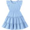 Arshiner Toddler Girls Dress Ruffle Sleeveless Tiered Swing Twirly Dresses Cute Summer Beach Sundress with Pocket for 1-6T(Blue)