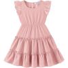 Arshiner Toddler Girls Dress Ruffle Sleeveless Tiered Swing Twirly Dresses Cute Summer Beach Sundress with Pocket for 1-6T(Pink)