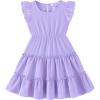 Arshiner Toddler Girls Dress Ruffle Sleeveless Tiered Swing Twirly Dresses Cute Summer Beach Sundress with Pocket for 1-6T(Purple)